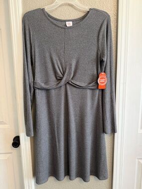 Brand New Wonder Nation Charcoal Ribbed Knit Twist-Front Dress 2X